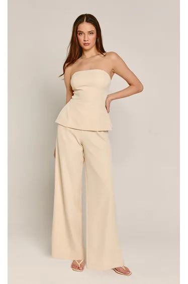 Cream Tailored Longline Bandeau Jumpsuit