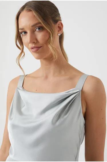 Wrap Back Cami Satin Bridesmaids Dress
