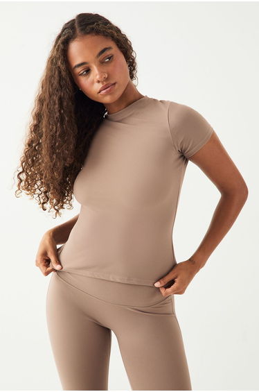 DSGN Studio Sculpt Short Sleeve Top - taupe