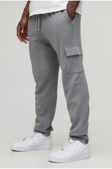 Slim Fit Premium Interlock Cargo Jogger - charcoal