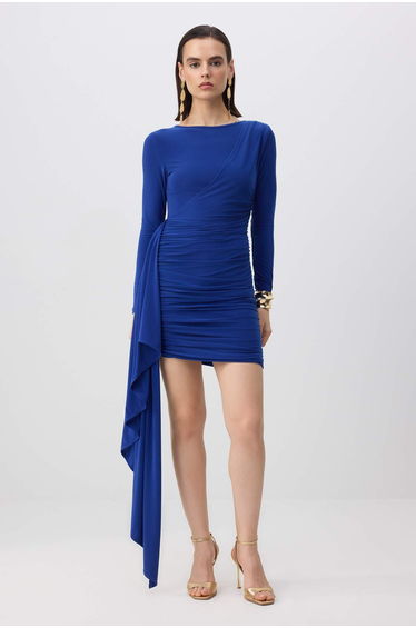 Saks Plain Knitted Sandy Short / Mini Unlined Dress