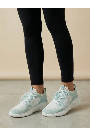 Women Green Textile Knit Sneakers