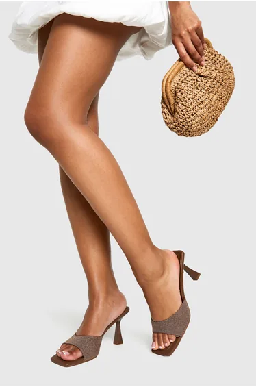 Linen Padded Sock Minimal Mules - chocolate