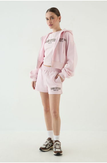 DSGN Studio Applique Loose Fit Sweat Short - light pink