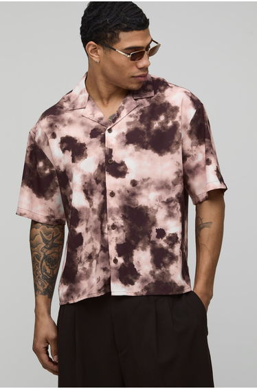 Oversized Boxy Distorted Print Shirt