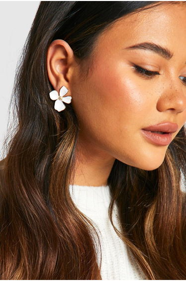 Enamel Flower Stud Earrings