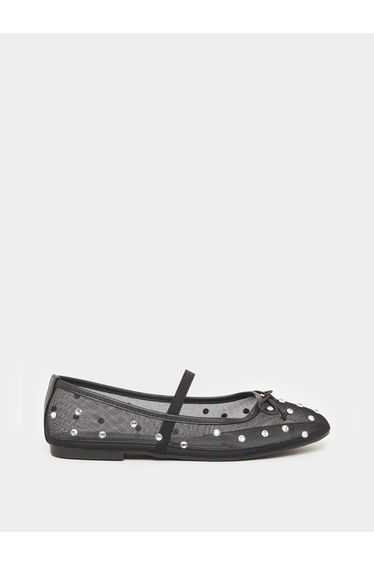 Black Polka Dot Embellished Ballerina