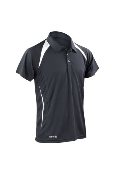 Spiro Mens Team Spirit Polo Shirt - Black/White
