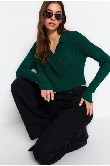 Cardigan - Green - Slim fit