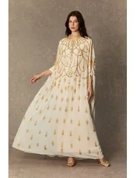 Perfectly Luxurious Beige Sequin Embroidered Maxi Kaftan - 2