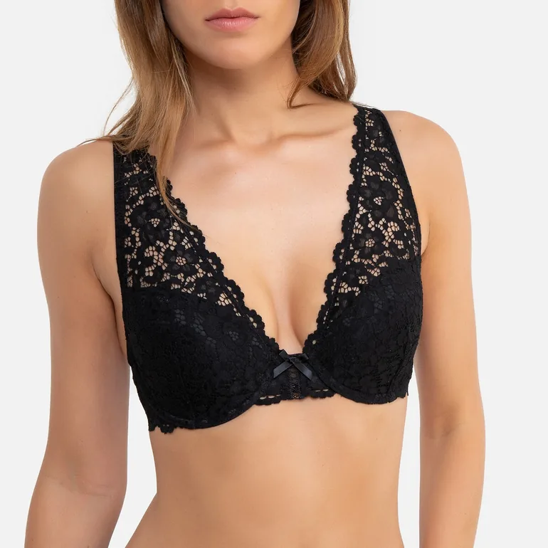 Padded Lace Halterneck Bra - 2