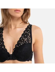 Padded Lace Halterneck Bra - 1