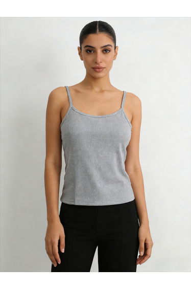 Grey Solid Padded Cami Top