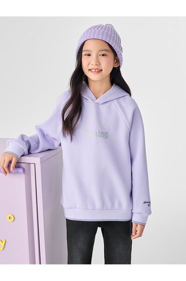 Girls' Hoodie With Print And Rhinestones