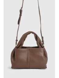 حقيبة فضفاضة بمقبض يد بحمالات قابلة للفصل - بني - 1