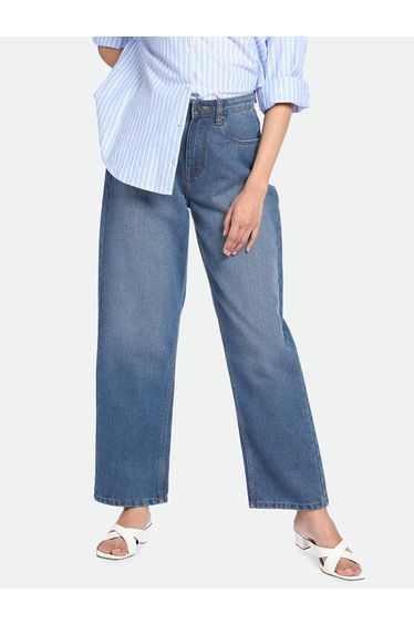 Mid Wash Blue Relaxed Fit Jeans