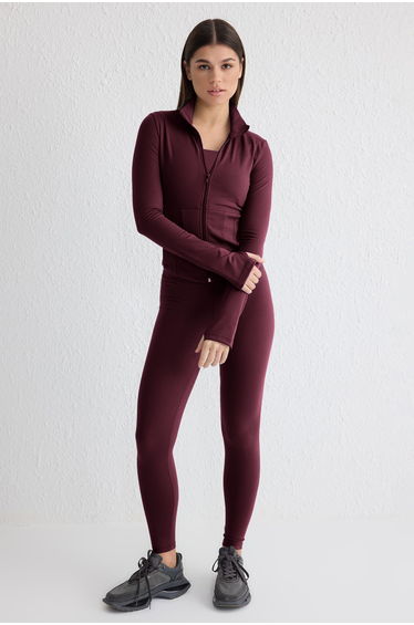 Burgundy Brushed Scuba Knitted Sports Jacket