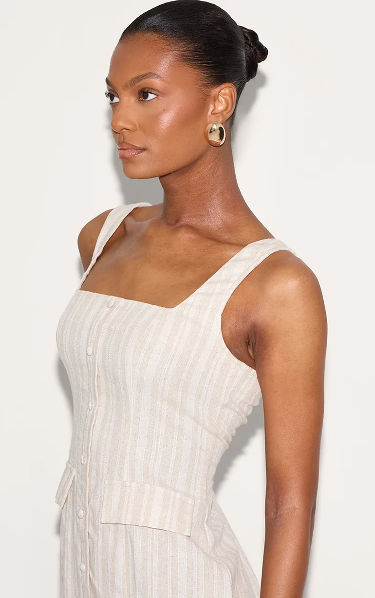 Stone Striped Pocket Detail Dress - 3