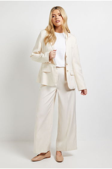 Wide Leg Full Length Pinstripe Trouser