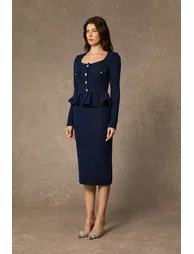 Best Date Ever Blue Square Neck Ruffled Midi Dress - 4