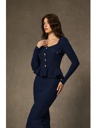 Best Date Ever Blue Square Neck Ruffled Midi Dress - 7