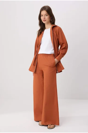 Kiremit Regular Terrycotton Plain Weave Top & Bottom Hijab Set