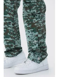 Straight Leg 3d Multi Cargo Camo Trouser - khaki - 2