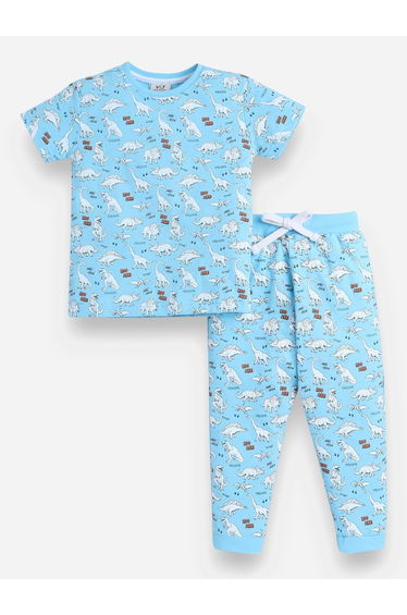 All-Over Printed Cotton T-Shirt and Pyjama Set