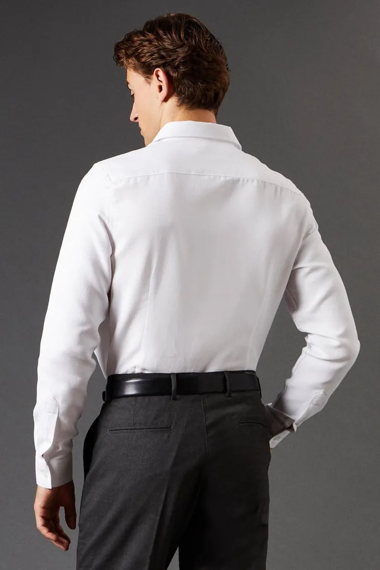 Slim Fit  Long Sleeve Basket Weave Smart Shirt - 3