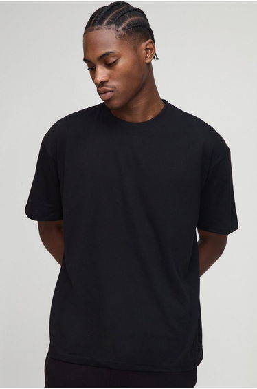 Basic Oversized Crew Neck T-shirt - black
