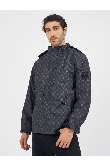 All Over Print Lined Parka Jacket with Concealed Pocket Detail