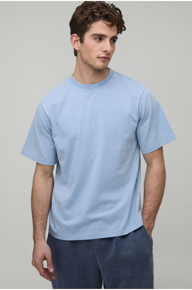 Essential Washed Boxy Heavyweight T-Shirt - washed light blue