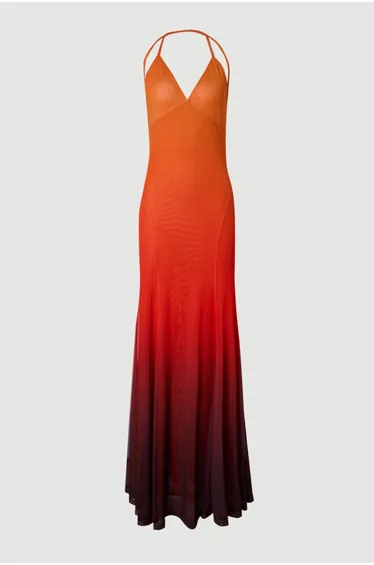 Ombre Sunset Mesh Strappy Beach Dress