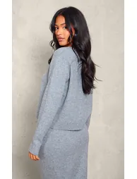 Tall Grey Melange Soft Knit Basic Button Up Cardigan - 2