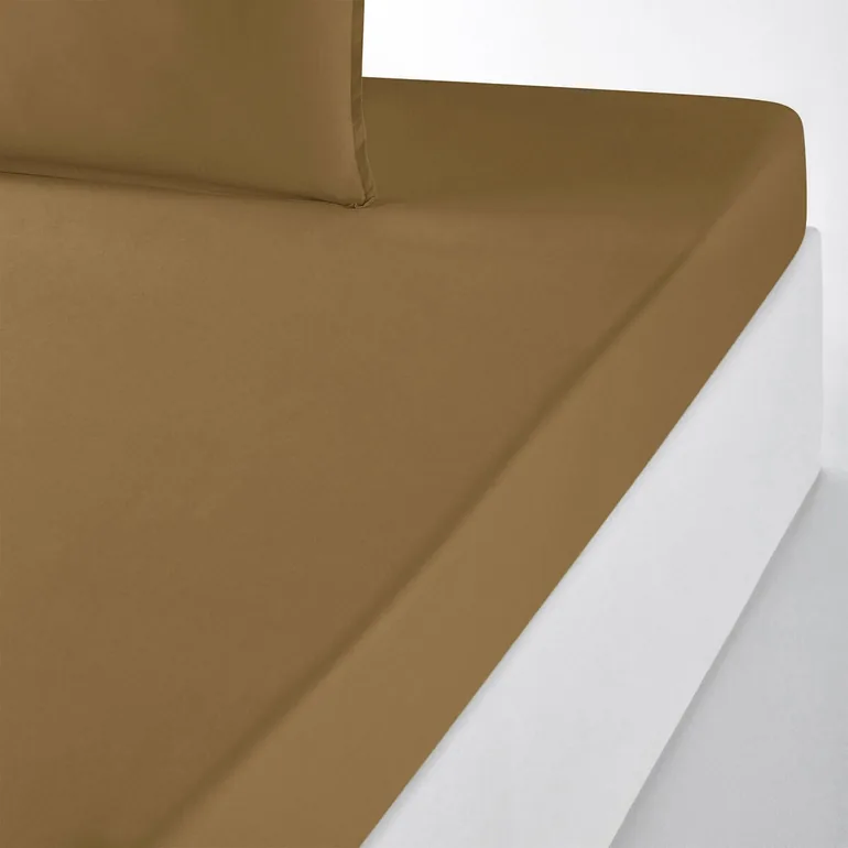 شرشف سرير قطن عضوي سادة بحواف مطاطية