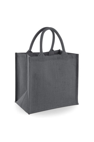 Westford Mill Jute Mini Tote Shopping Bag (14 Litres) - Grey/Graphite