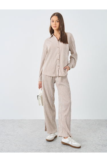 Women Striped Shirt and Pants Co-Ords