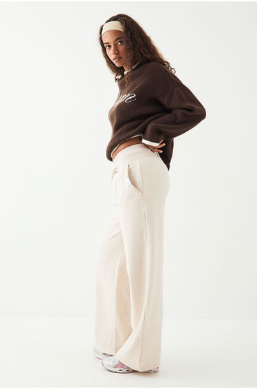 DSGN Studio Deep Waistband Wide Leg Jogger - oatmeal