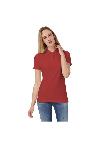 B&C Womens/Ladies Plain Short Sleeve Polo Shirt - Red