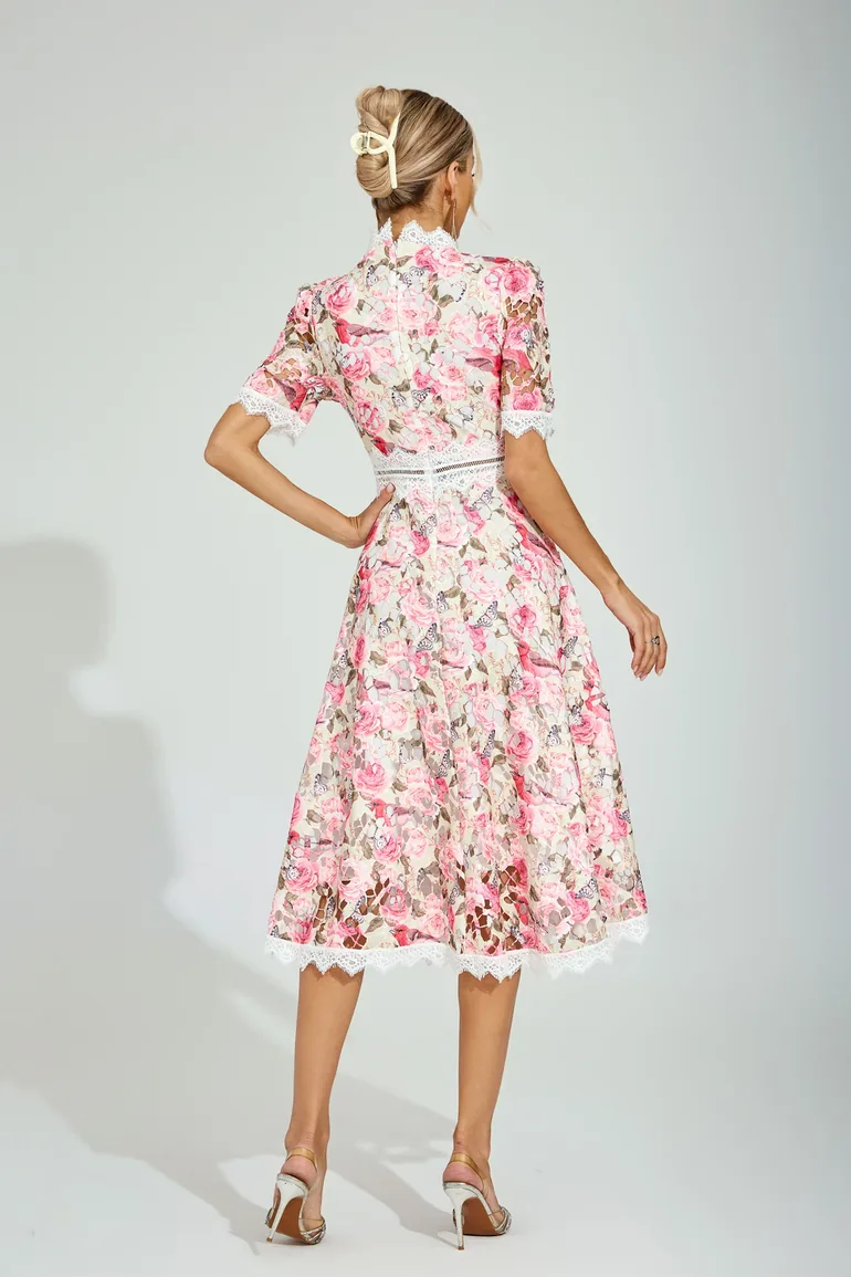 Adair Floral Lace Midi Dress - 6