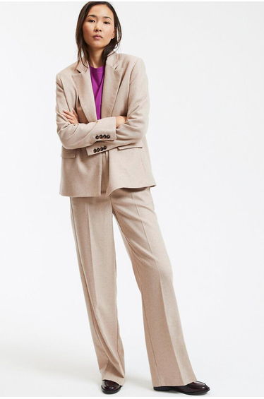 Loose Fit Trousers in Recycled Wool Blend with High Waist and Wide Leg