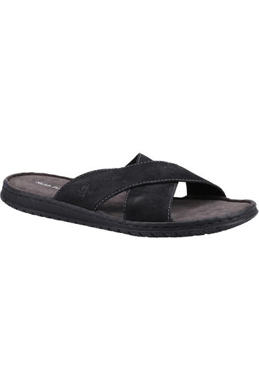 Hush Puppies Mens Nile Crossover Leather Sandals - Black