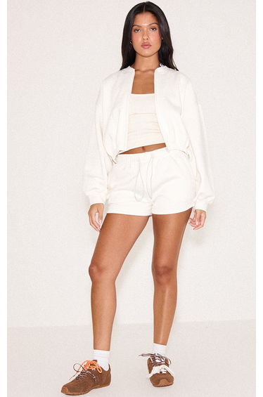 Off White Drawcord Waist Sweat Shorts