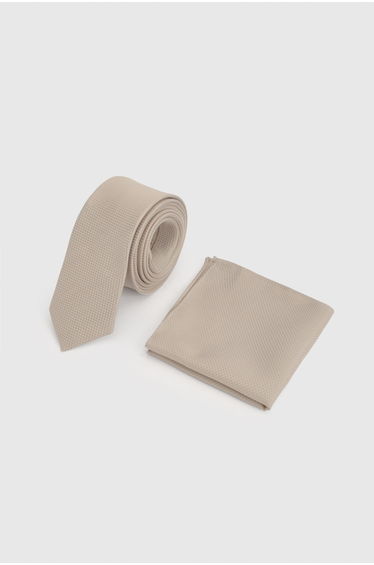 Champagne Textured Tie and Pocket Square