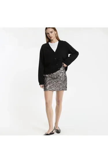 Straight Sequin Mini Skirt