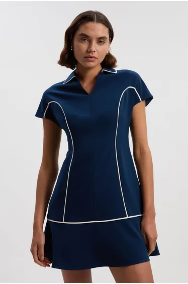 Tall Tailored Crepe Tipped Tailored Mini Shirt Dress