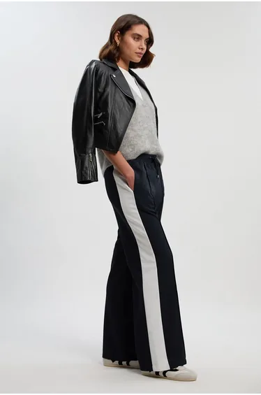 بنطلون تويل بأرجل عريضة - لطويلات القامة