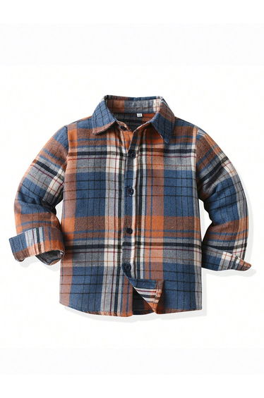 Boys Multi Plaid Button Front Shirt