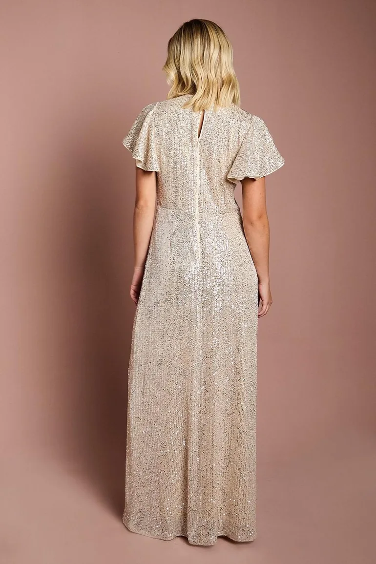 Teen Coast Sequin Angel Sleeve Dress - 2