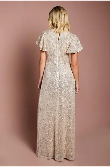 Teen Coast Sequin Angel Sleeve Dress